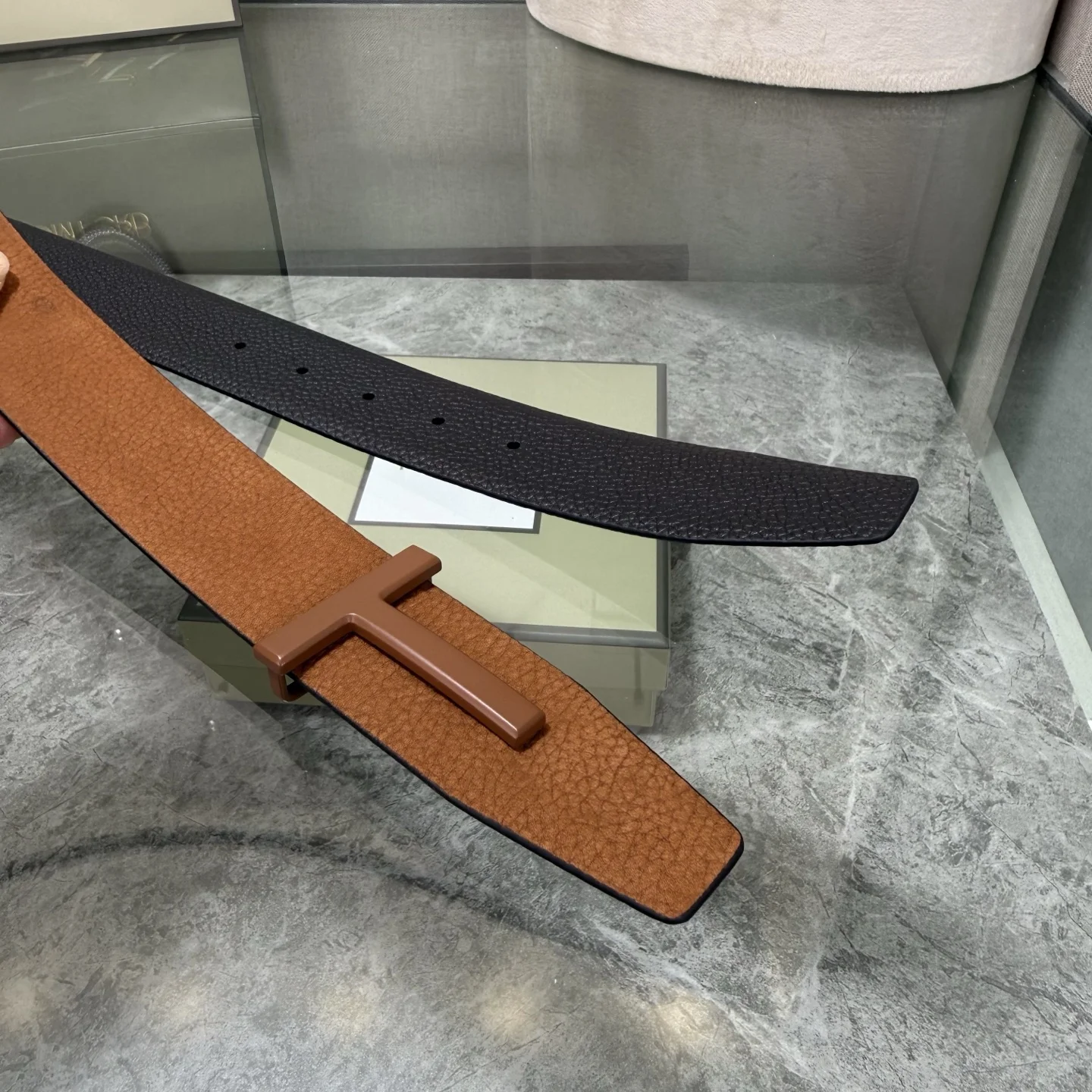 TOM FORD Belts Top-Grain Leather Brown-Black A70202609070317 - Image 6