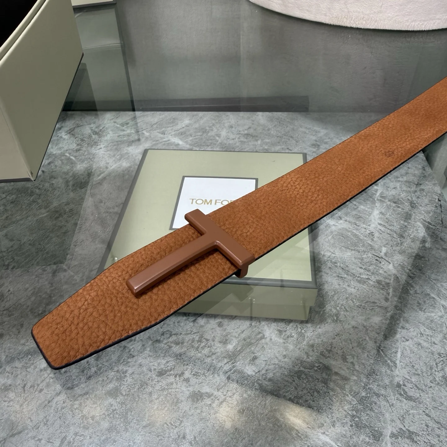 TOM FORD Belts Top-Grain Leather Brown-Black A70202609070317 - Image 9