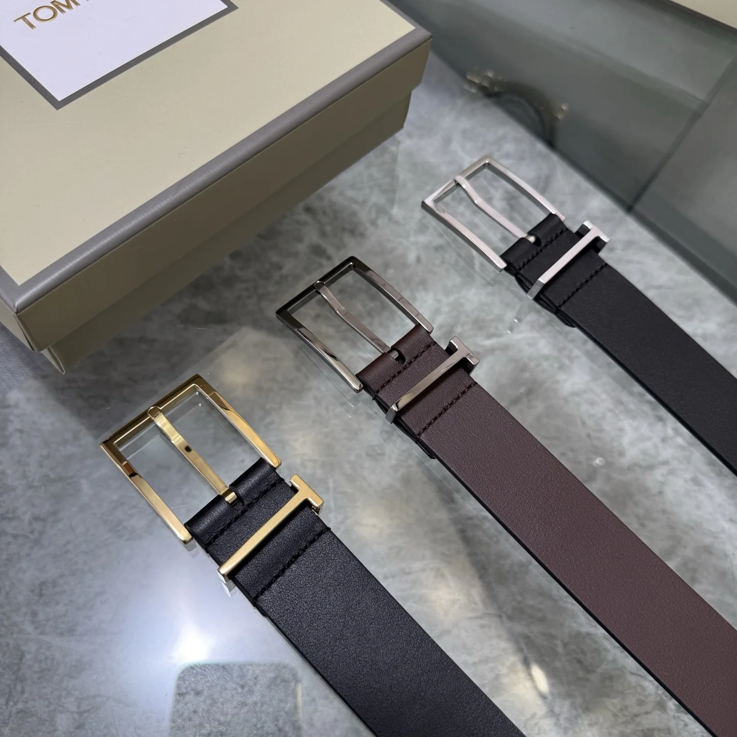 TOM FORD Belts Top-grain Leather Black-Brown A80202609070258