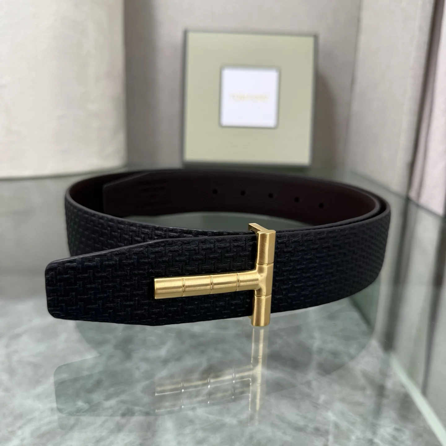 TOM FORD Belts Top-grain Leather Black-Gold A70202609070050