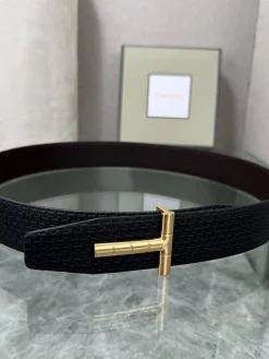 Alternative view of TOM FORD Belts Top-grain Leather Black-Gold A70202609070050