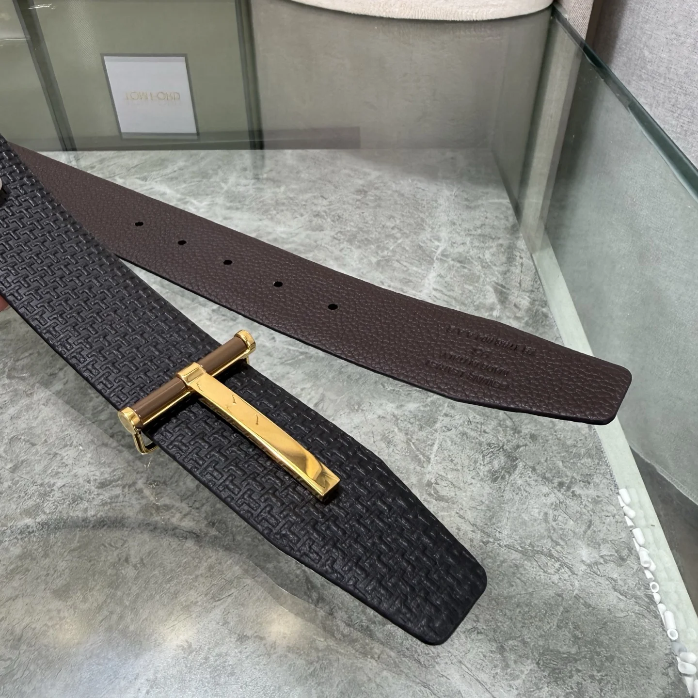 TOM FORD Belts Top-grain Leather Black-Gold A80202609070381 - Image 4
