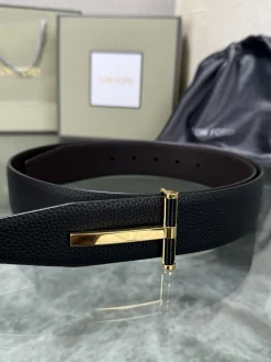 TOM FORD Belts Top-grain Leather Black-Gold A80202609070488