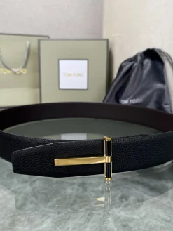 Alternative view of TOM FORD Belts Top-grain Leather Black-Gold A80202609070488