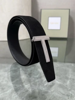 TOM FORD Belts Top-grain Leather Black-Silver A70202609070255