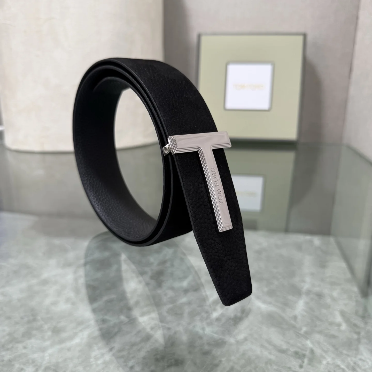 TOM FORD Belts Top-grain Leather Black-Silver A70202609070255