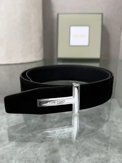 Alternative view of TOM FORD Belts Top-grain Leather Black-Silver A70202609070255