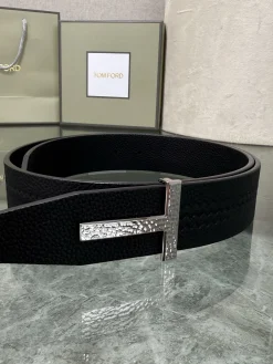 TOM FORD Belts Top-grain Leather Black-Silver A70202609070421