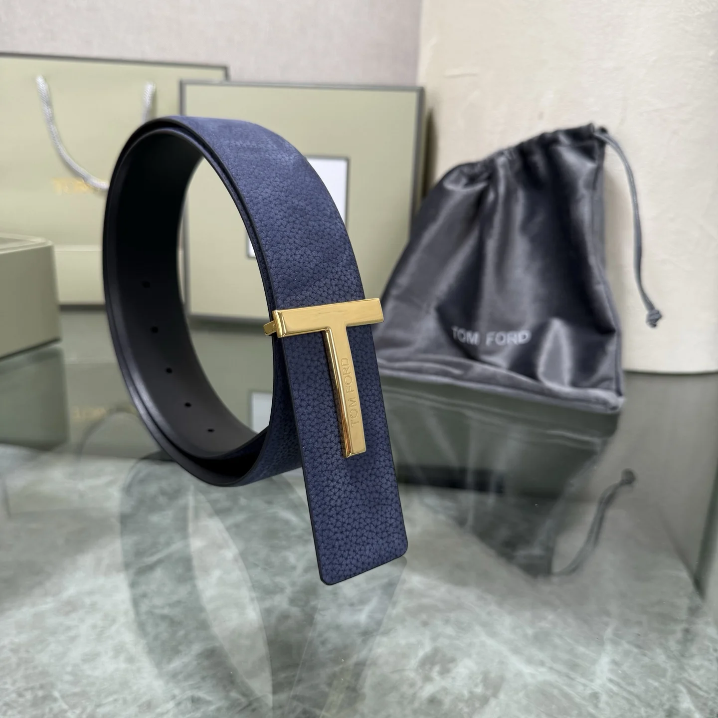 Alternative view of TOM FORD Belts Top-grain Leather Blue-Gold A70202609070464