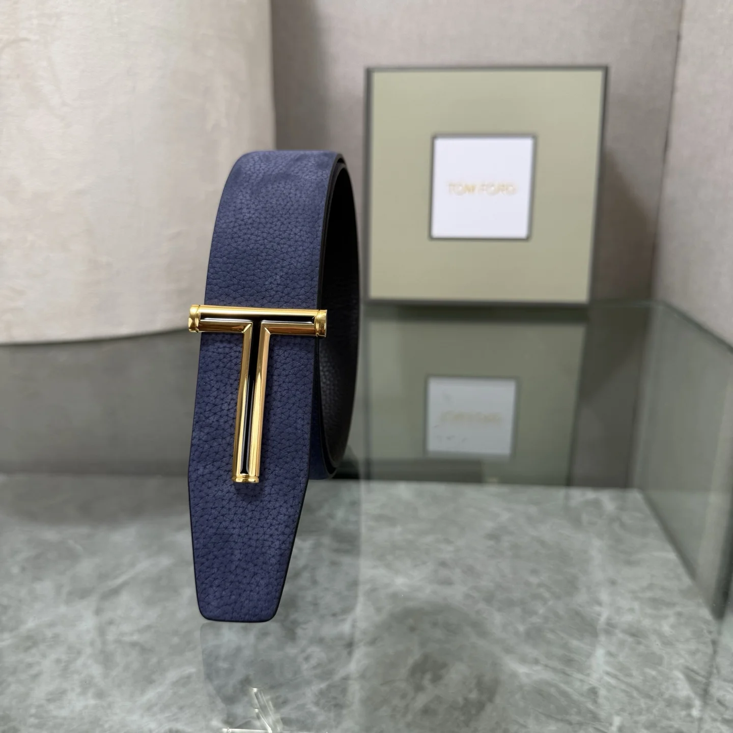 TOM FORD Belts Top-grain Leather Blue-Gold A80202609070065