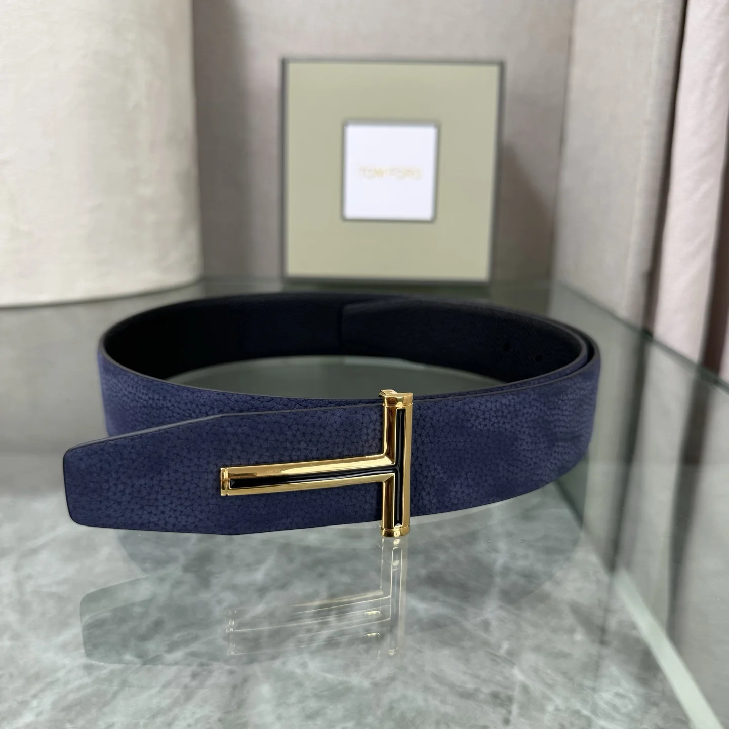 TOM FORD Belts Top-grain Leather Blue-Gold A80202609070065 - Image 2