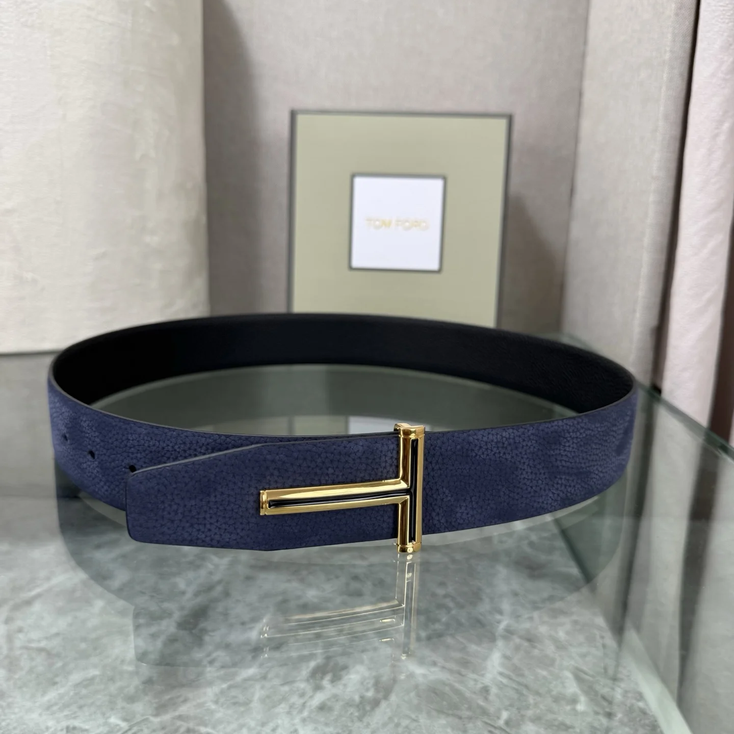 TOM FORD Belts Top-grain Leather Blue-Gold A80202609070065 - Image 3