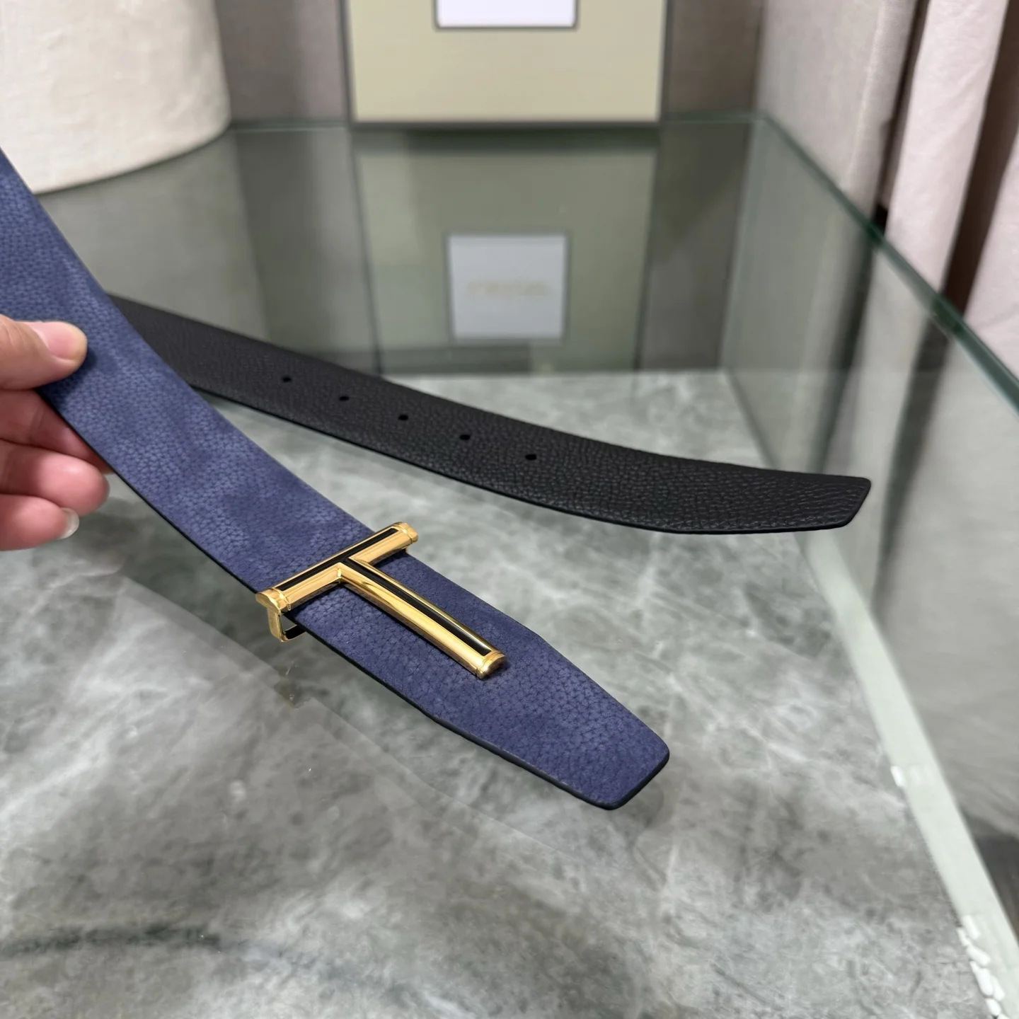 TOM FORD Belts Top-grain Leather Blue-Gold A80202609070065 - Image 5