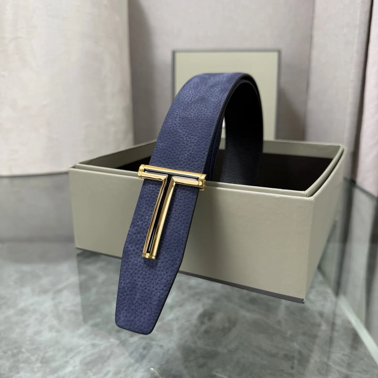 TOM FORD Belts Top-grain Leather Blue-Gold A80202609070065 - Image 6