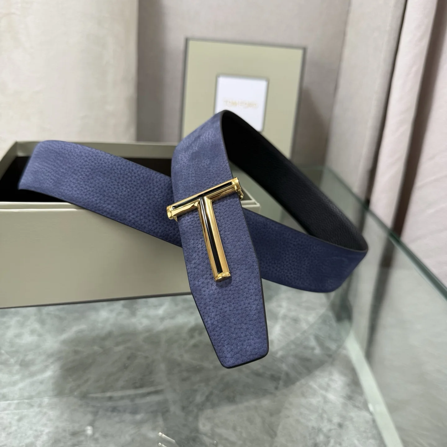 TOM FORD Belts Top-grain Leather Blue-Gold A80202609070065 - Image 7