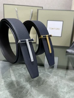 TOM FORD Belts Top-grain Leather Blue-Silver-Gold A80202609070487
