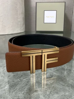 Alternative view of TOM FORD Belts Top-grain Leather Brown-Gold A70202609070115