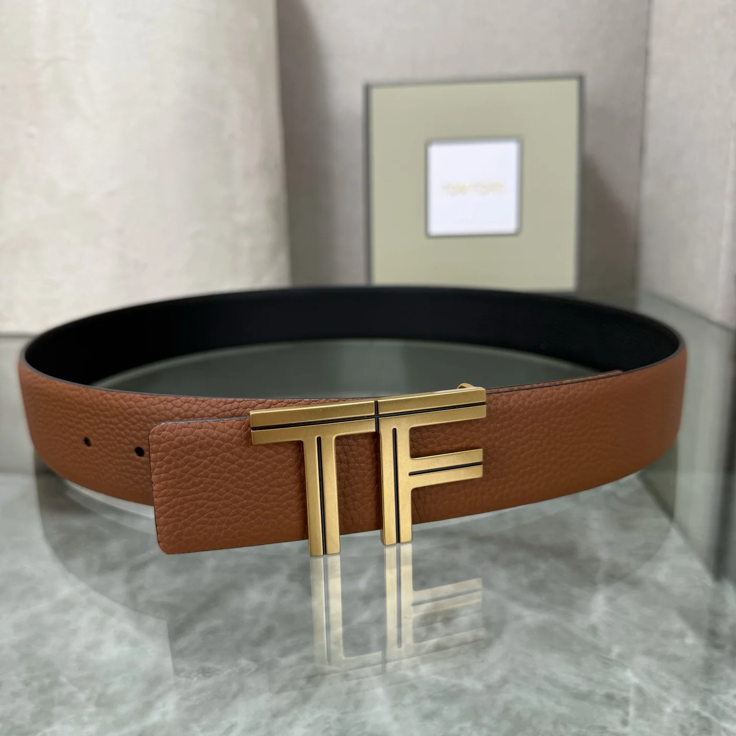 TOM FORD Belts Top-grain Leather Brown-Gold A70202609070115 - Image 3