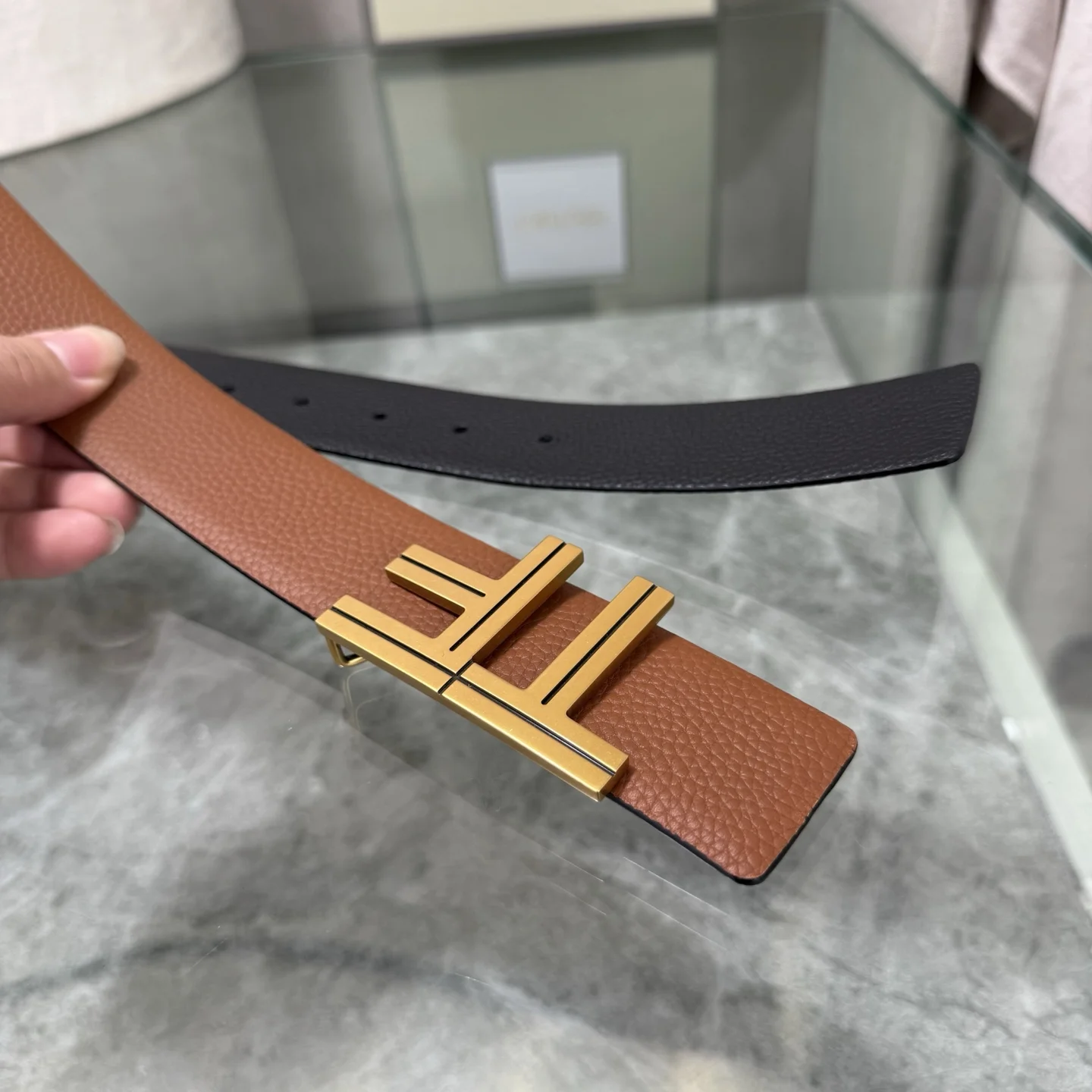 TOM FORD Belts Top-grain Leather Brown-Gold A70202609070115 - Image 5