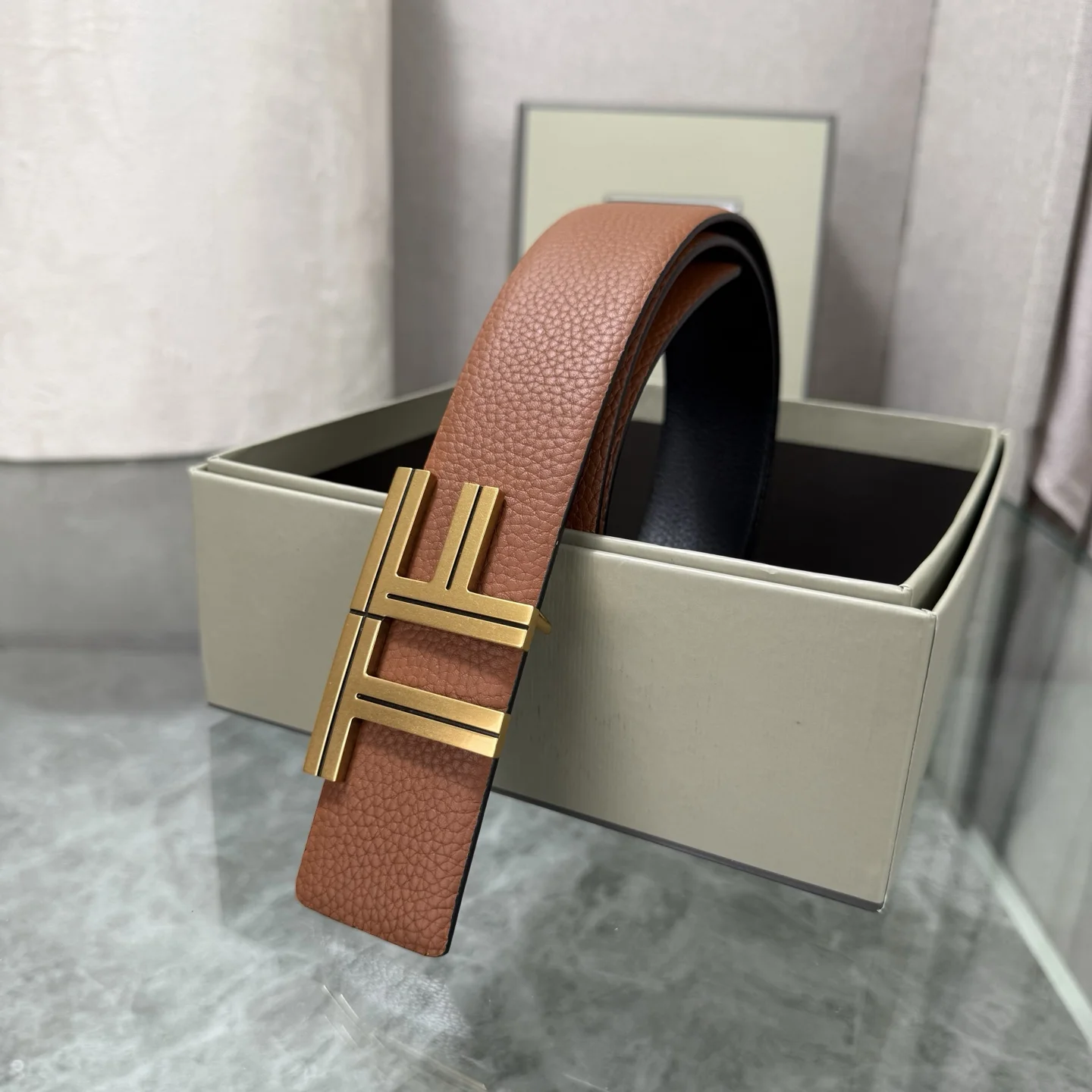 TOM FORD Belts Top-grain Leather Brown-Gold A70202609070115 - Image 6