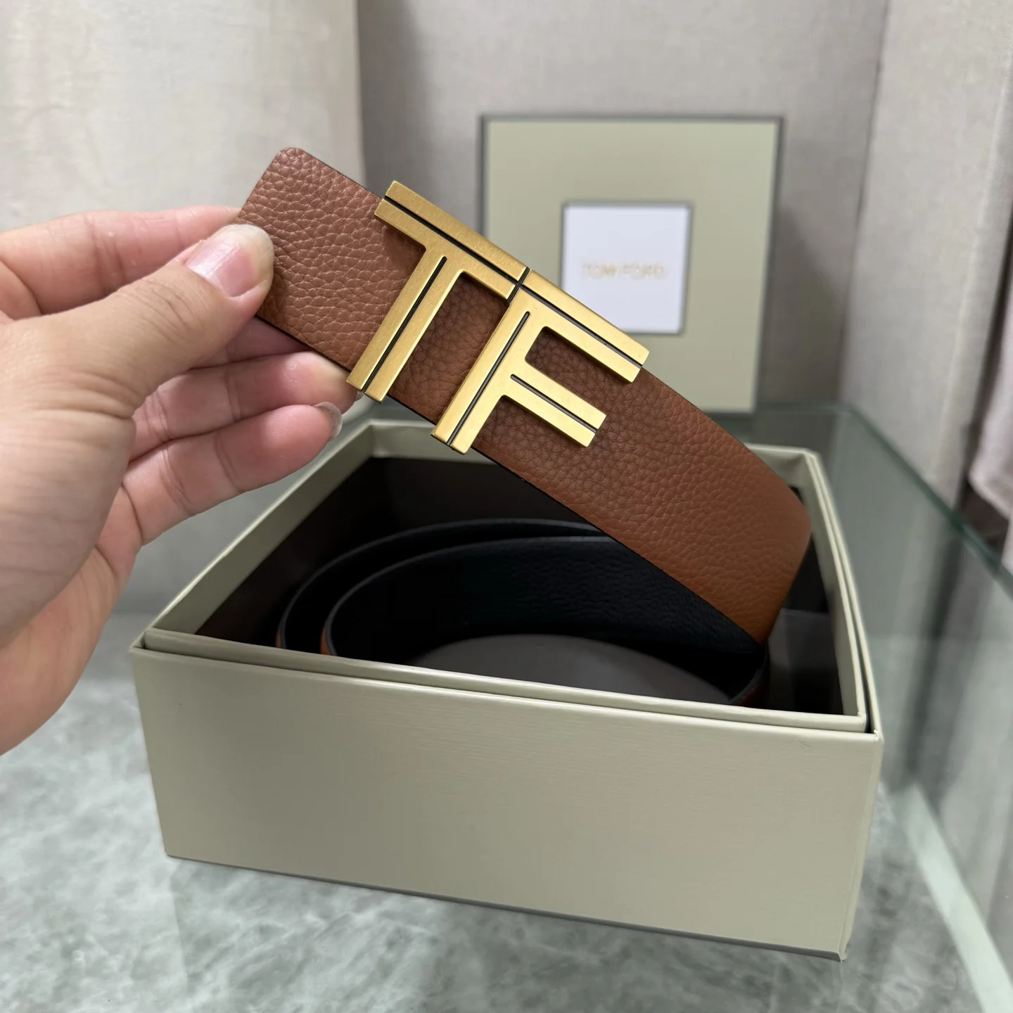 TOM FORD Belts Top-grain Leather Brown-Gold A70202609070115 - Image 7
