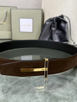 TOM FORD Belts Top-grain Leather Brown-Gold A70202609070386