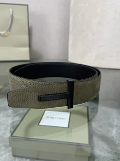 TOM FORD Belts Top-grain Leather Green-Black A70202609070320