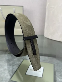 Alternative view of TOM FORD Belts Top-grain Leather Green-Black A70202609070320