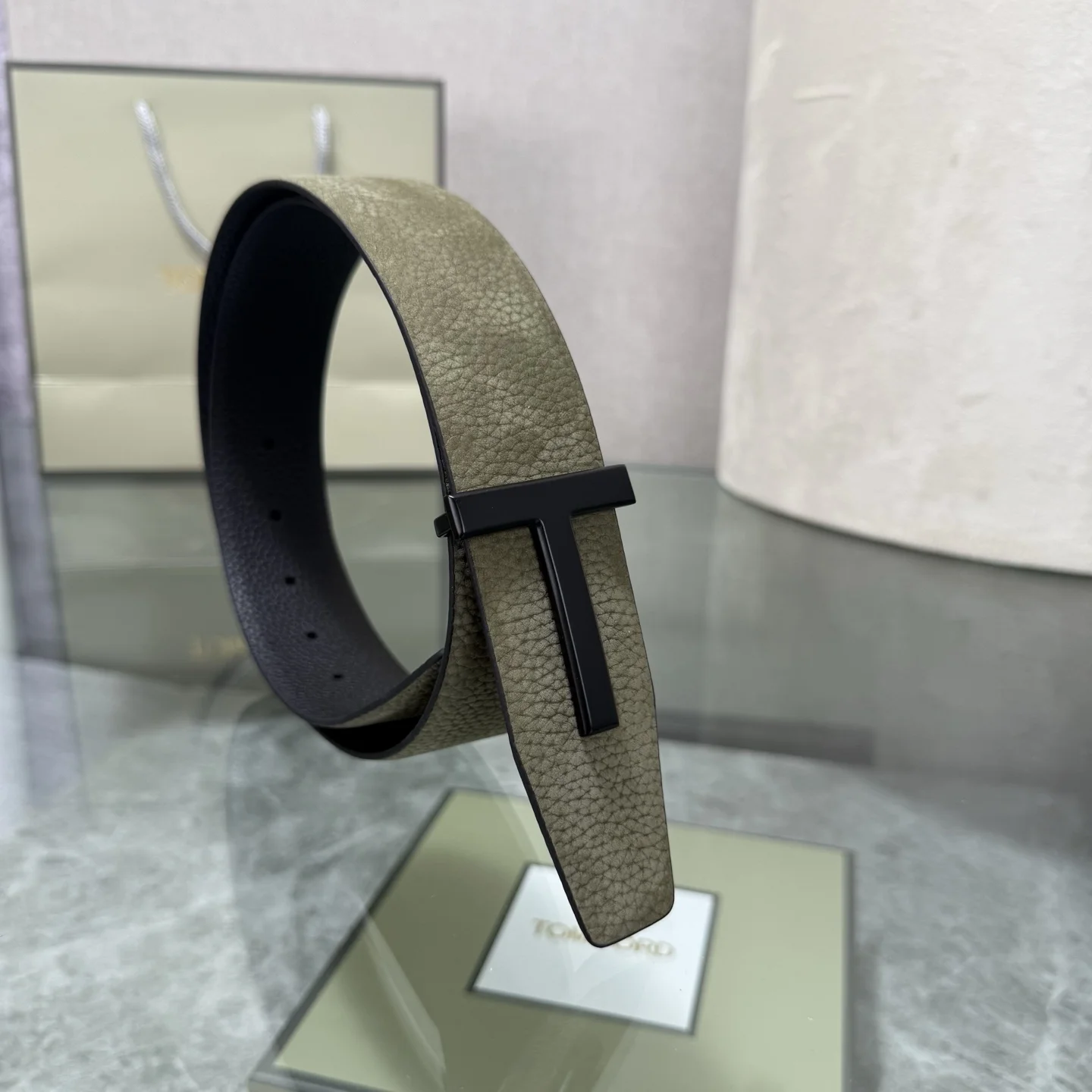 TOM FORD Belts Top-grain Leather Green-Black A70202609070320 - Image 2