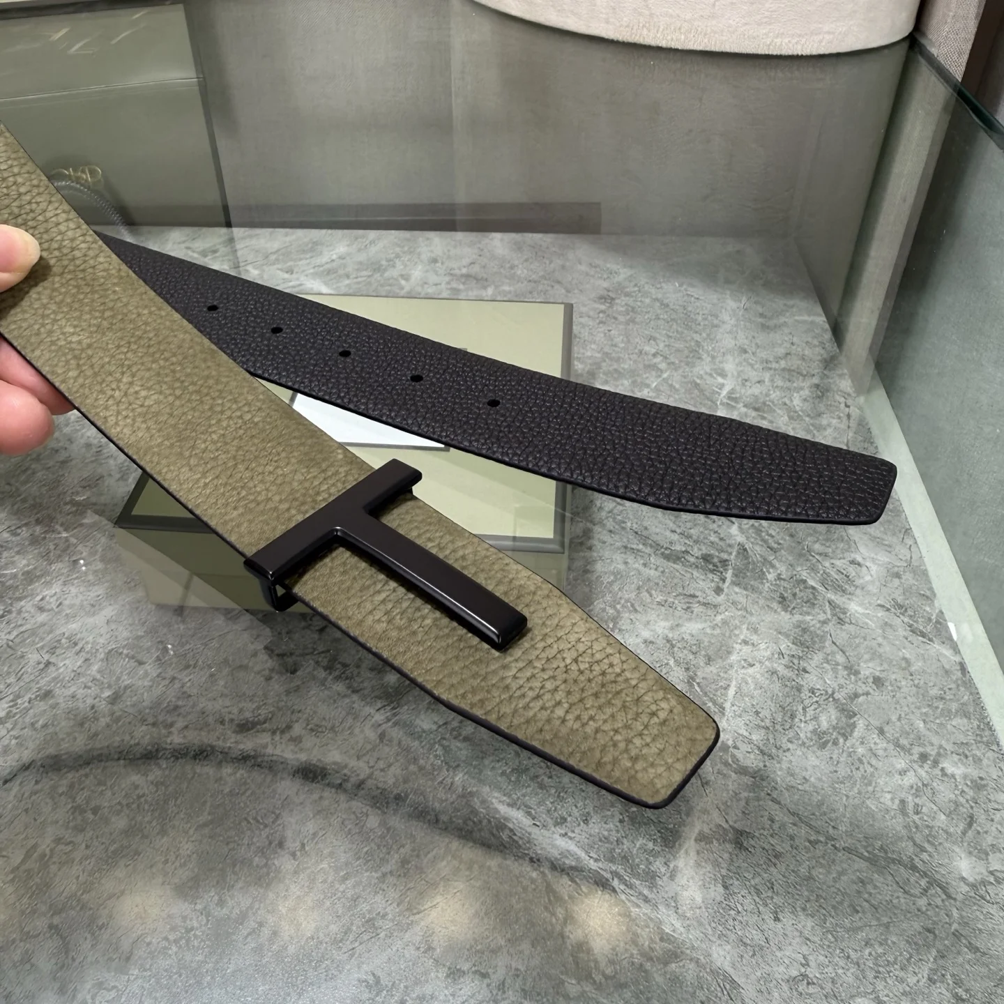 TOM FORD Belts Top-grain Leather Green-Black A70202609070320 - Image 8