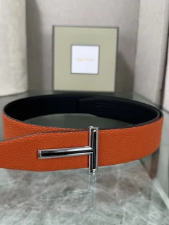TOM FORD Belts Top-grain Leather Orange-Black A70202609070071