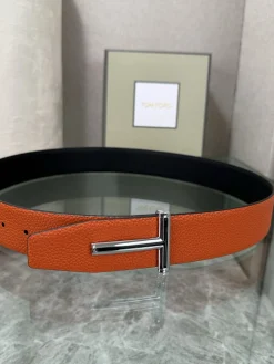 Alternative view of TOM FORD Belts Top-grain Leather Orange-Black A70202609070071
