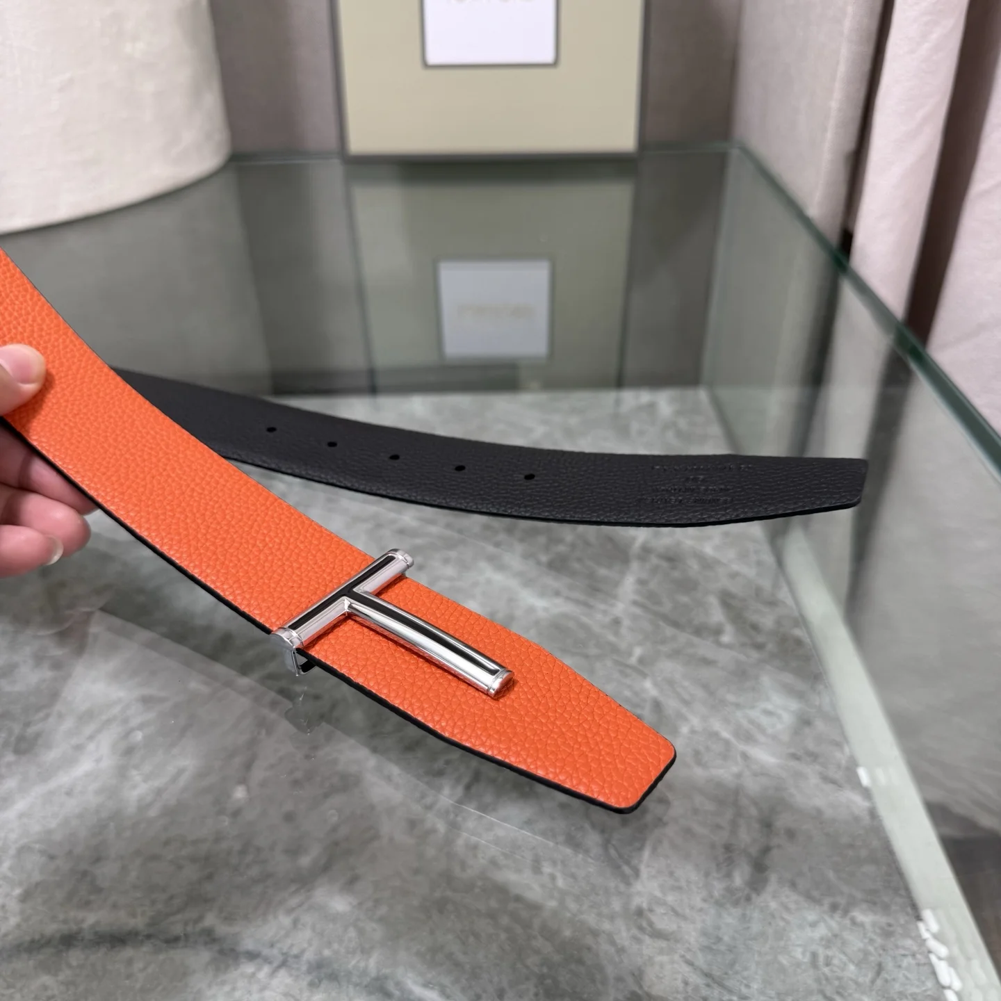 TOM FORD Belts Top-grain Leather Orange-Black A70202609070071 - Image 4