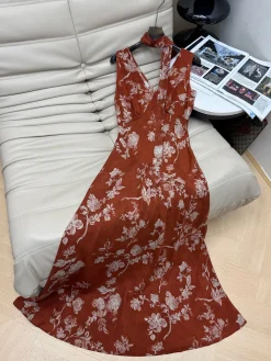 Uncategorized Dresses Brown-White S-L B80202609063158