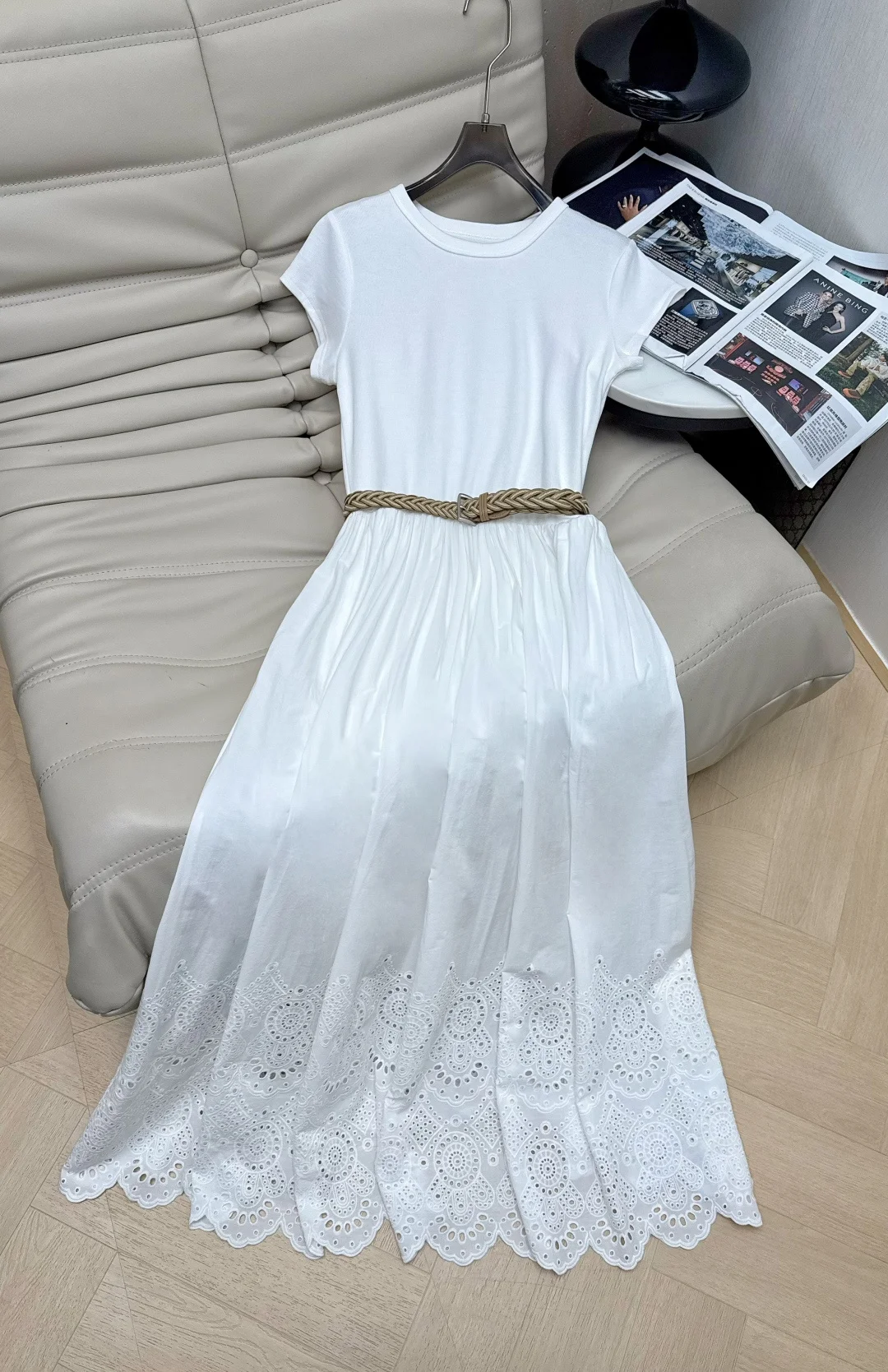 Uncategorized Dresses Cotton Linen White-Brown S-M-L C50202609063150