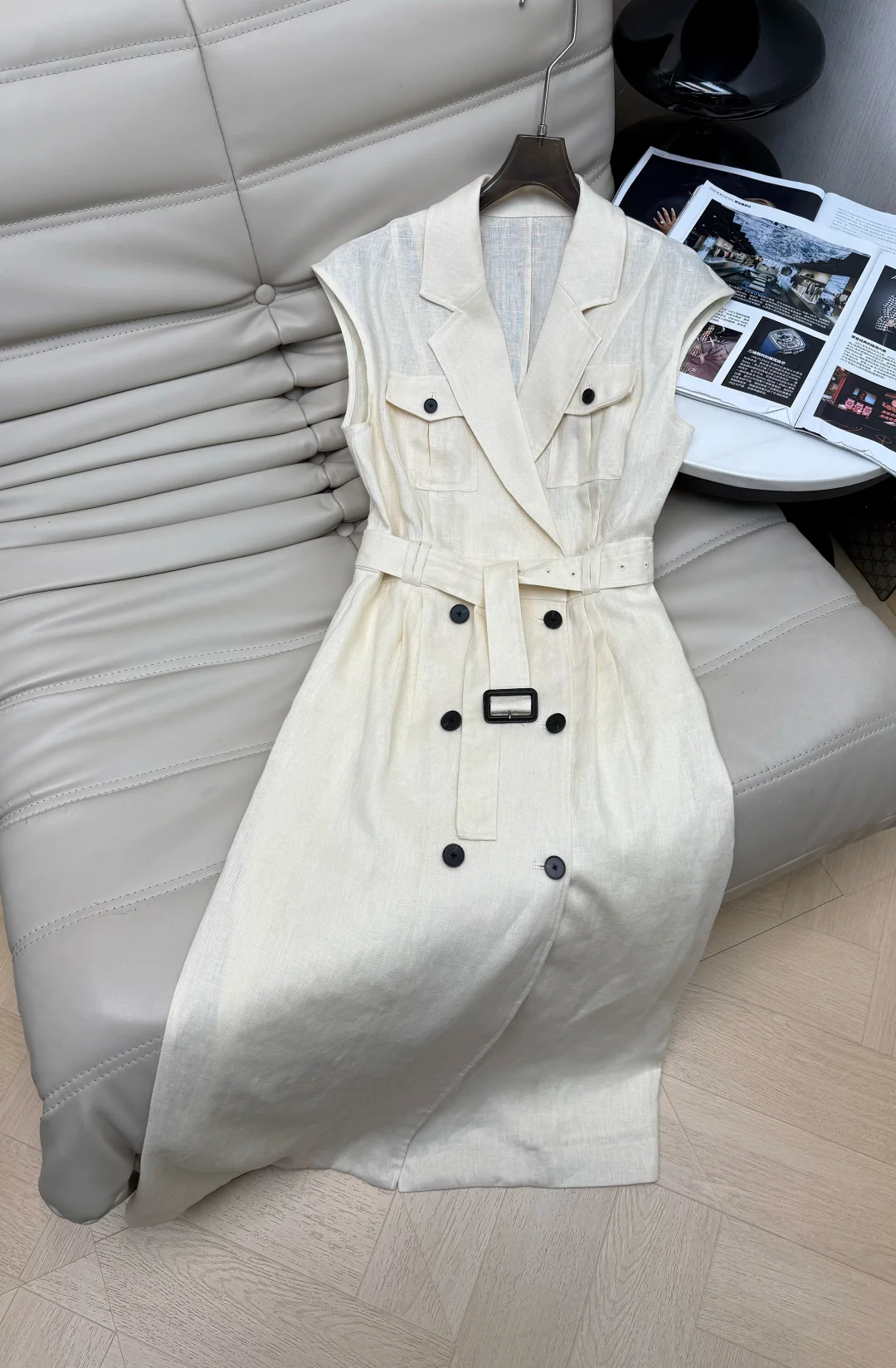 Uncategorized Dresses Linen Cream-Black S-L C50202609063160