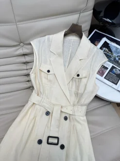 Alternative view of Uncategorized Dresses Linen Cream-Black S-L C50202609063160