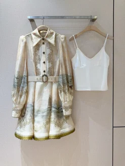 Uncategorized Dresses Silk Linen Cream-White S-XL E50202609062997