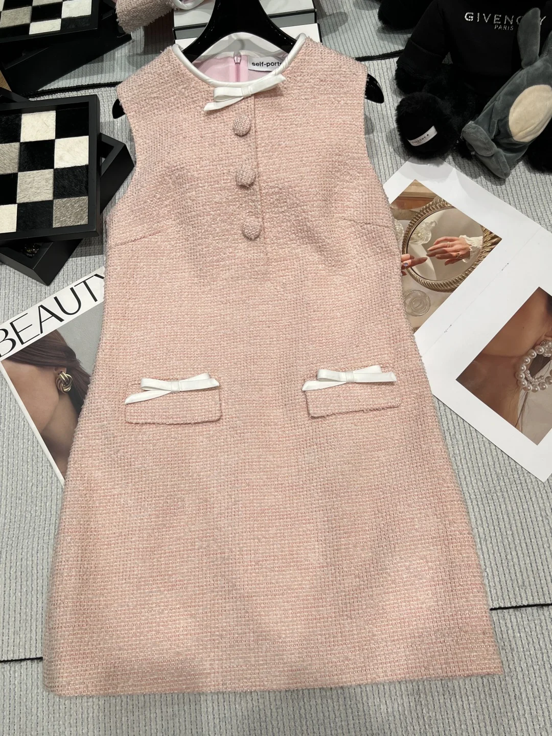 Uncategorized Dresses Tweed Pink-White S-M-L C25202609061873