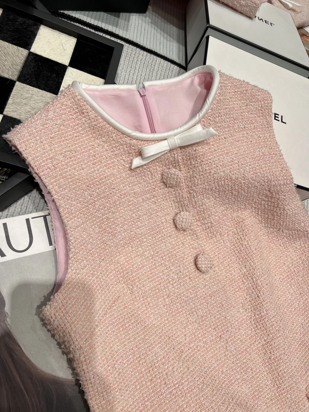 Uncategorized Dresses Tweed Pink-White S-M-L C25202609061873 - Image 2