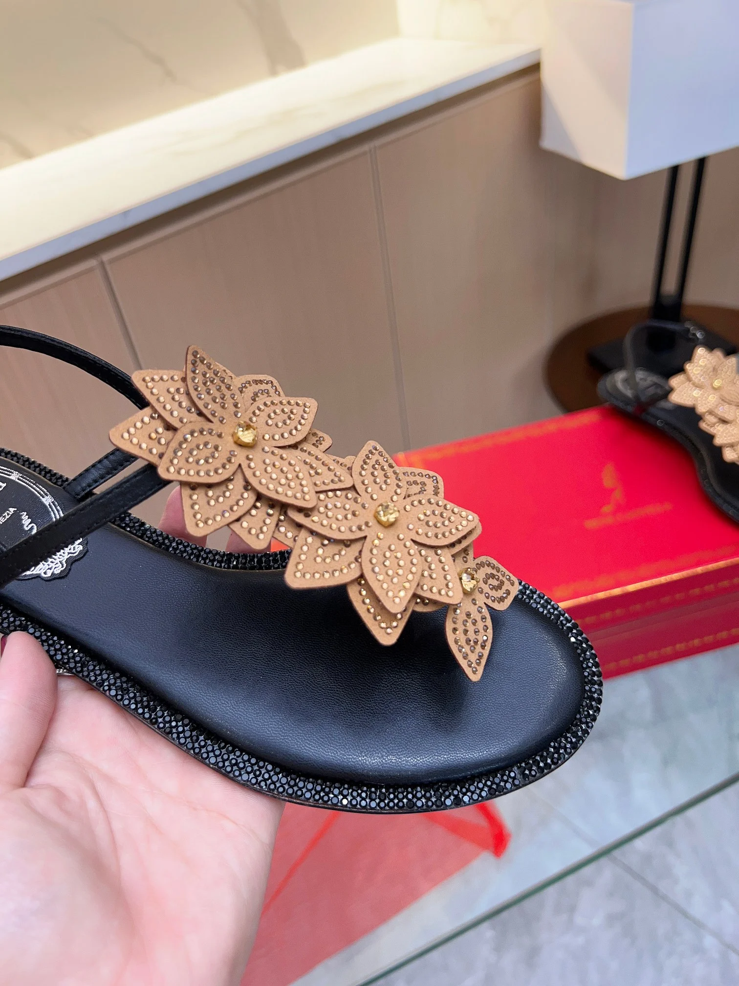 Uncategorized Sandals Crystal Leather Black-Tan EU35-39 B90202609110395 - Image 5