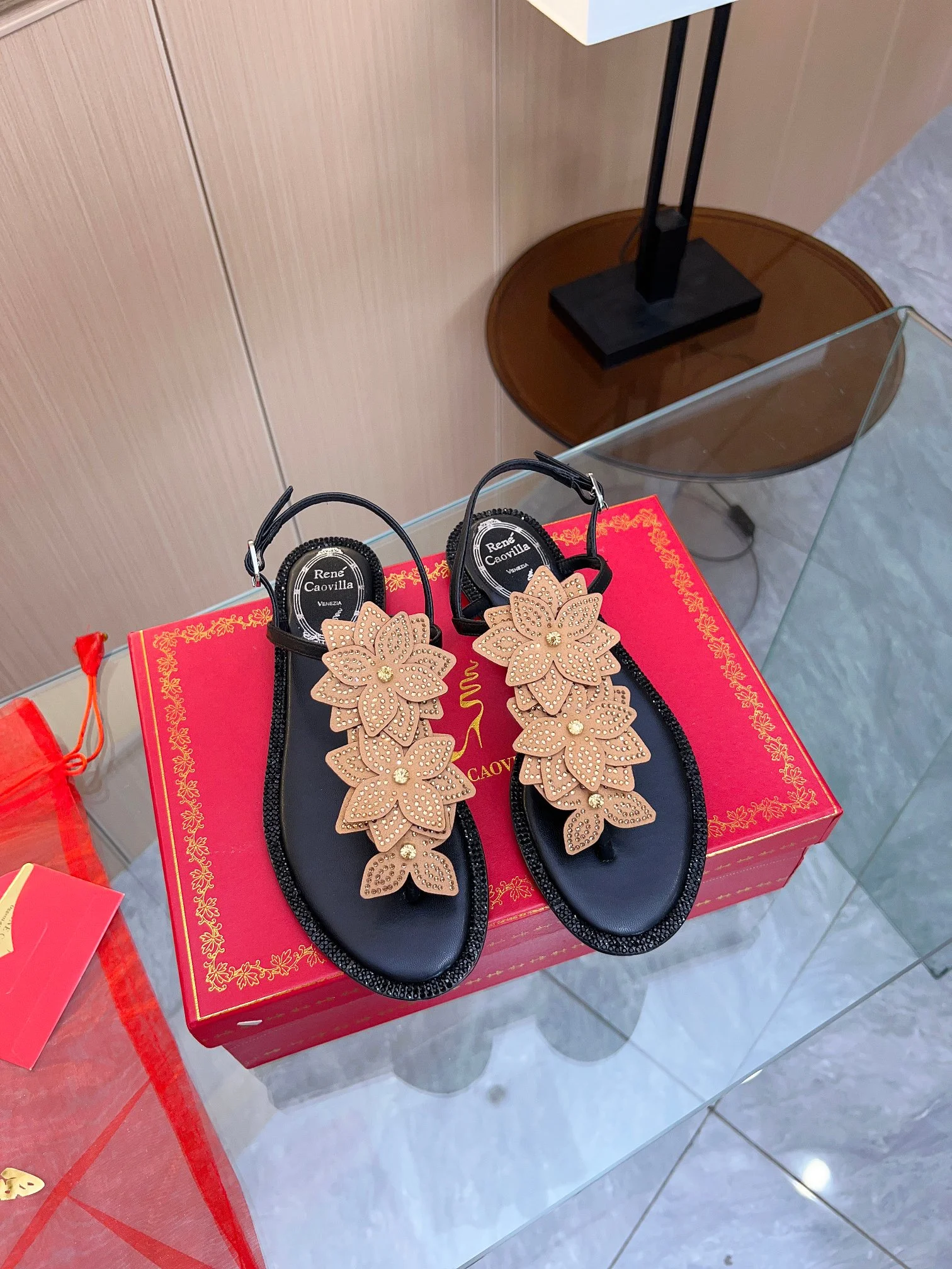 Uncategorized Sandals Crystal Leather Black-Tan EU35-39 B90202609110395 - Image 8
