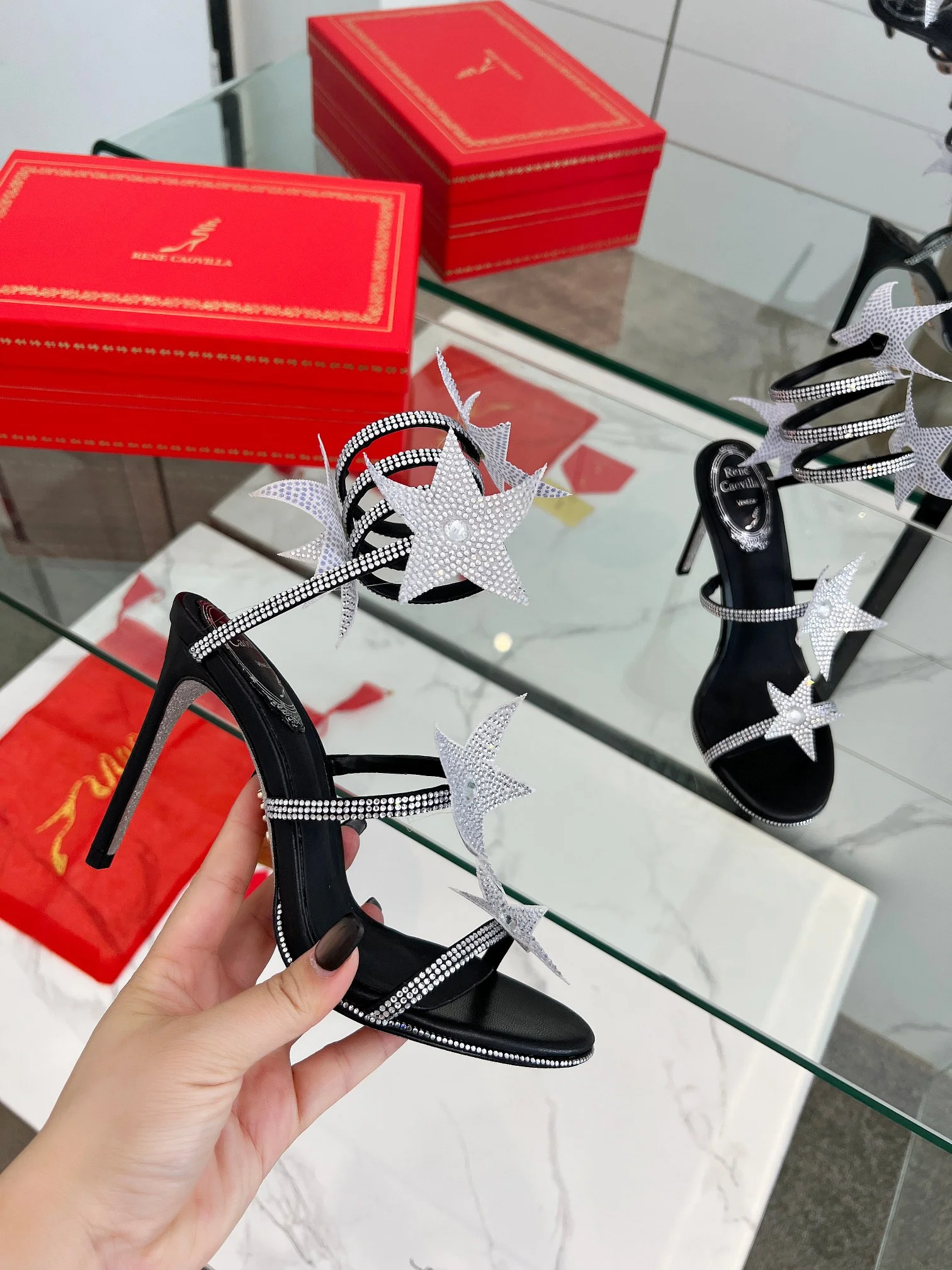 Uncategorized Sandals Crystal Silk Black-Silver EU35-39 C30202609110348