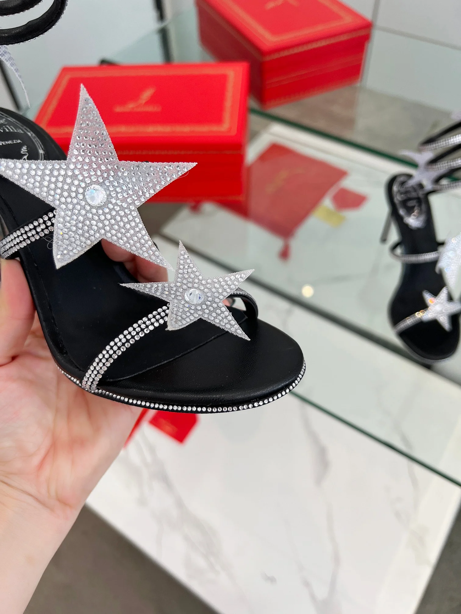 Uncategorized Sandals Crystal Silk Black-Silver EU35-39 C30202609110348 - Image 5