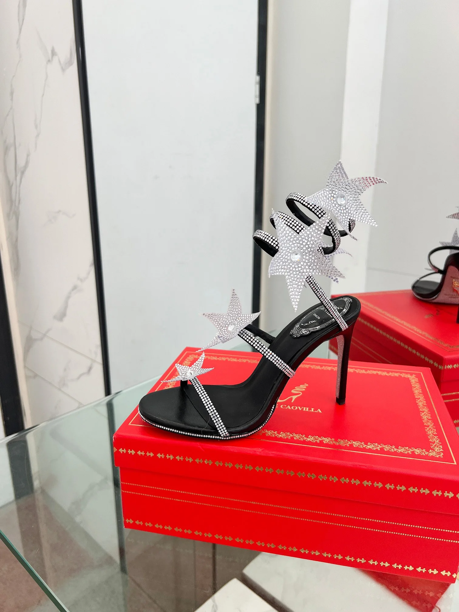Uncategorized Sandals Crystal Silk Black-Silver EU35-39 C30202609110348 - Image 6