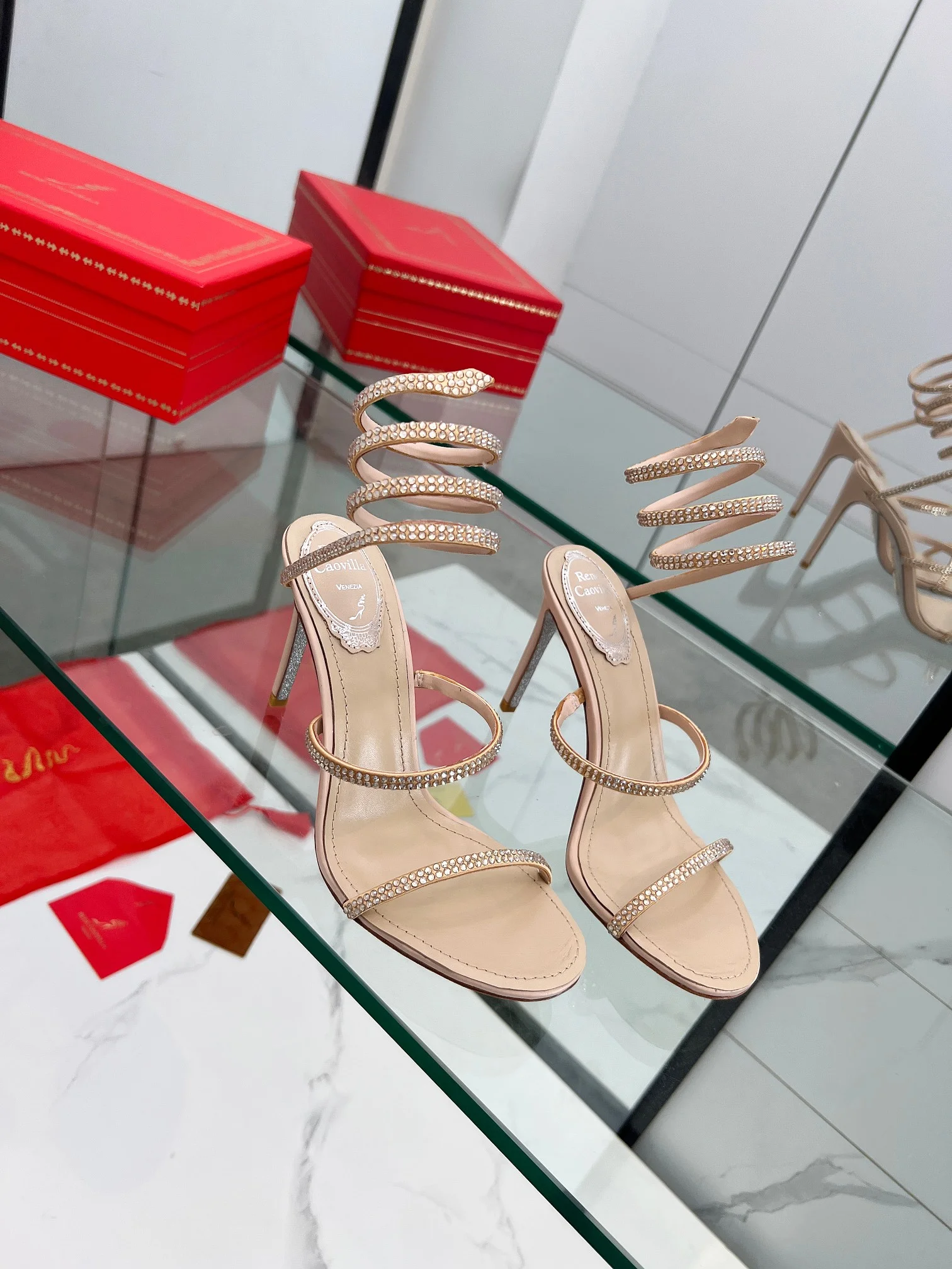 Uncategorized Sandals Silk Crystal Beige-Gold EU35-39 B90202609110330 - Image 10