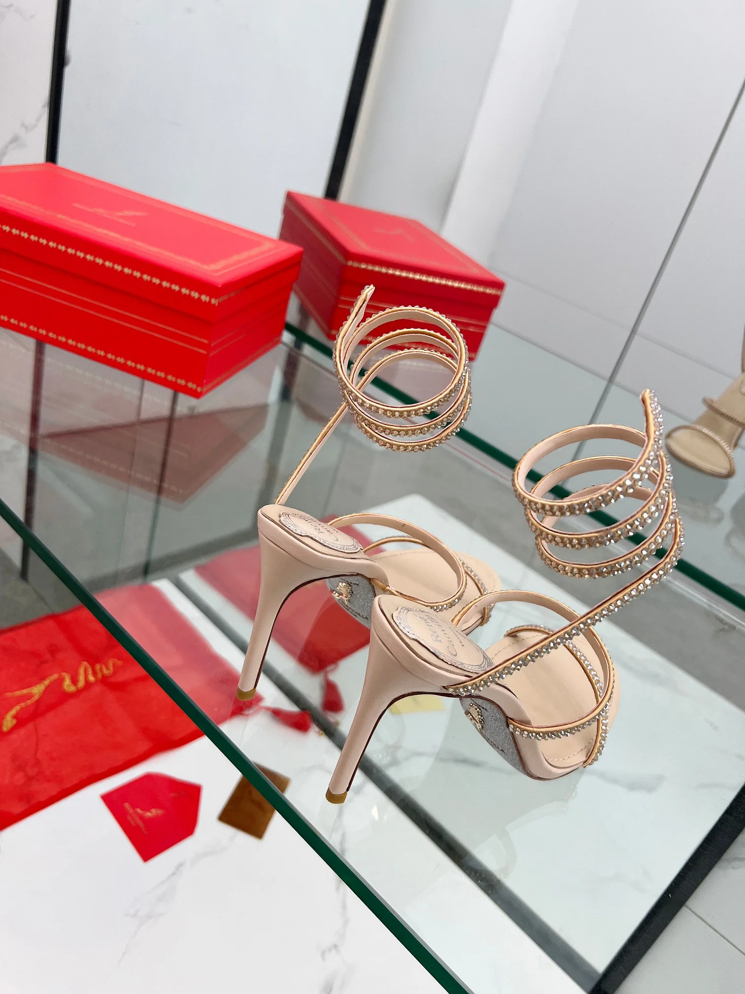 Uncategorized Sandals Silk Crystal Beige-Gold EU35-39 B90202609110330 - Image 2