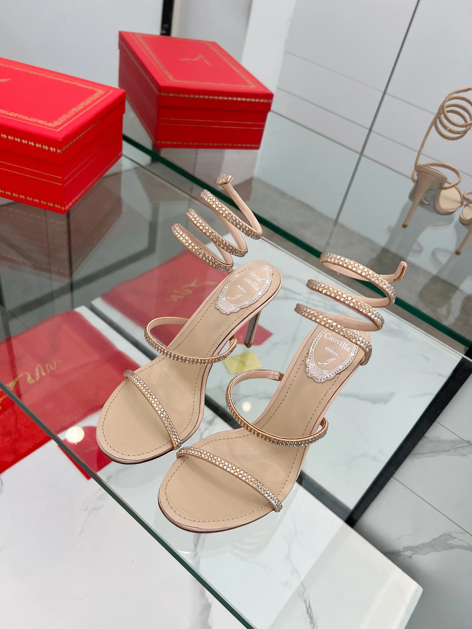 Uncategorized Sandals Silk Crystal Beige-Gold EU35-39 B90202609110330 - Image 7