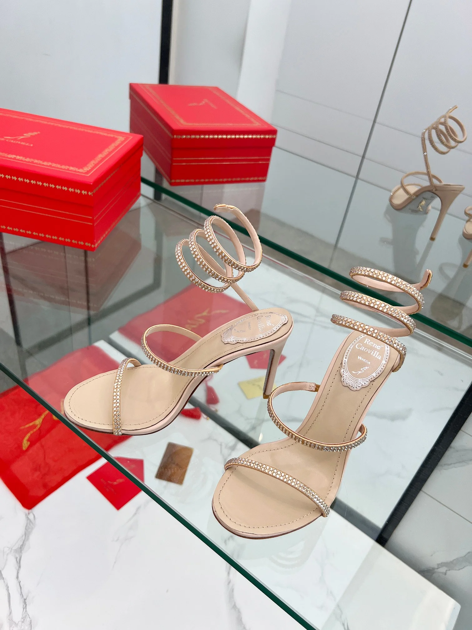 Uncategorized Sandals Silk Crystal Beige-Gold EU35-39 B90202609110330 - Image 8