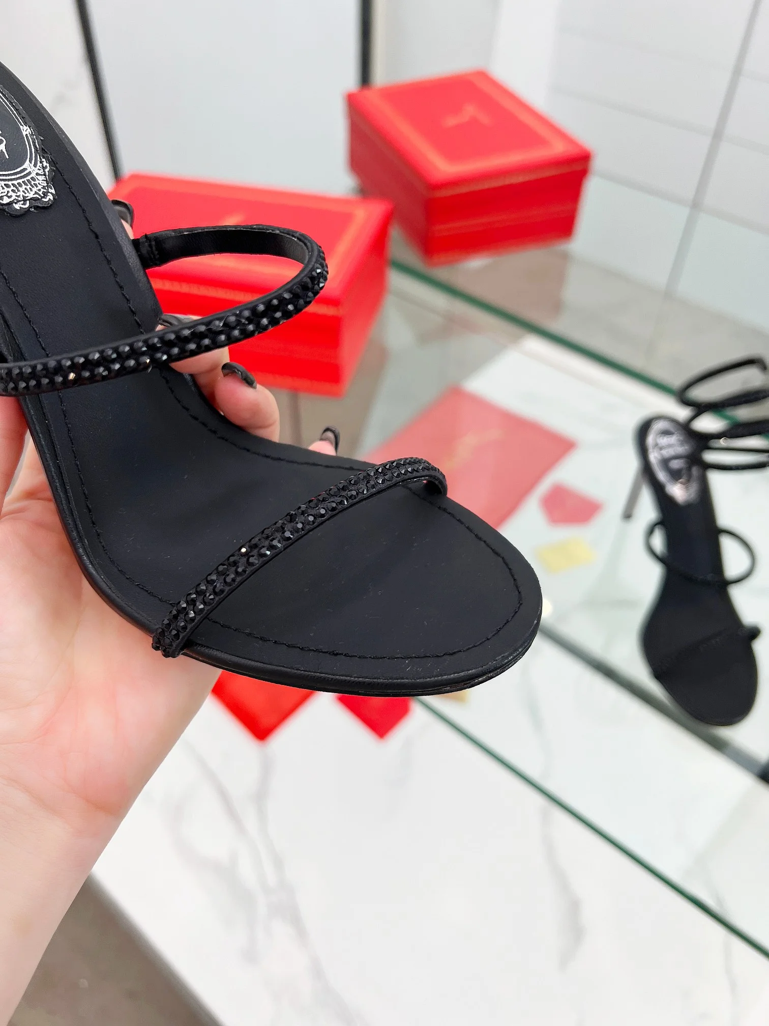 Uncategorized Sandals Silk Crystal Leather Black EU34-43 B90202609110325 - Image 6